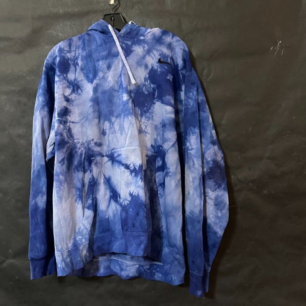 NIKE XXL Custom Blue Tie Dye Handmade Pullover Sweatshirt Dyed Hoodie Unisex